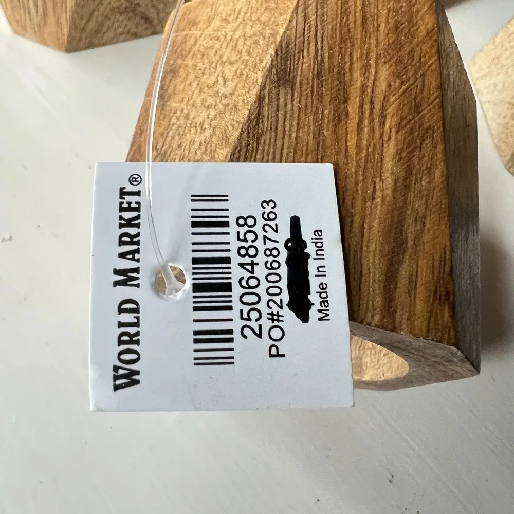 World Market Wooden Napkin Rings Set of 4 Geometric Natural Wood Table Decor